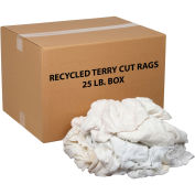 25 Lb. Box Premium Recycled Cotton Terry Cut Rags, White