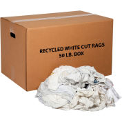 Global Industrial 50 Lb. Box Recycled Cut Rags, Mixed Pattern/White