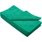 16" x 16" 300 GSM Microfiber Cleaning Cloths, Green, 12 Cloths/Pack