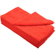 16" x 16" 300 GSM Microfiber Cleaning Cloths, Red, 12 Cloths/Pack