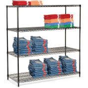 Nexel 4 Tier Black Epoxy Wire Shelving Starter Unit, 54"W x 14"D x 86"H