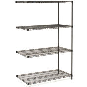 Nexel 4 Tier Black Epoxy Wire Shelving Add-On, 54"W x 14"D x 63"H