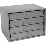 Durham Steel Compartment Box Rack with 4 Adjustable Divider Compartment Boxes, 20 x 15-3/4 x 15