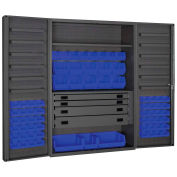 Durham Heavy Duty Work Bin Cabinet DCBDLP694RDR Deep Pocket Doors - 4 Drawers 69 Blue Bins 48x24x78