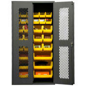 Durham Expanded Metal Door Bin Cabinet EMDC-361872-30B-95 - 30 Yellow Bins 36"W x 18"D x 72"H