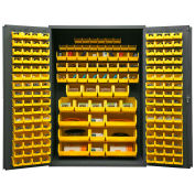 Durham Storage Bin Cabinet 3502-186-95 - 186 Yellow Hook-On Bins 48"W x 24"D x 72"H