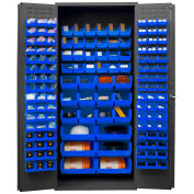 Durham Storage Bin Cabinet 3500-138B-5295 - 138 Blue Hook-On Bins 36"W x 24"D x 84"H