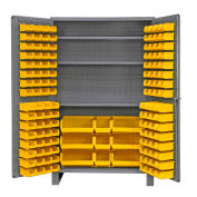 Durham Storage Bin Cabinet JC-137-3S-95 - 137 Yellow Hook-On Bins 3 Adj. Shelves 48"W x 24"D x 78"H