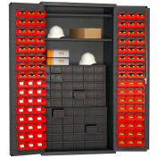Durham Small Parts Storage Cabinet 3501-DLP-60DR11-96-2S1795 - 60 Drawers, 96 Red Bins, 2 Shelves