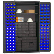 Durham Small Parts Storage Cabinet 3501-DLP-60DR11-96-2S5295 - 60 Drawers, 96 Blue Bins, 2 Shelves