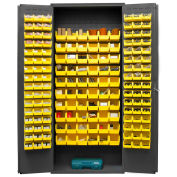 Durham Storage Bin Cabinet 3603-156B-95 - 156 Yellow Hook-On Bins 36"W x 18"D x 84"H