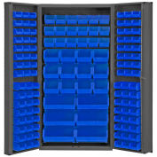 Durham Storage Bin Cabinet DC-BDLP-132-5295 - 132 Blue Hook-On Bins 36"W x 24"D x 72"H