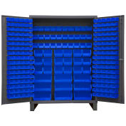 Durham Storage Bin Cabinet SSC-227-5295 - 227 Blue Hook-On Bins 60"W x 24"D x 84"H