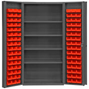 Durham Storage Bin Cabinet DC-DLP-96-4S-1795 - 96 Red Hook-On Bins 4 Adj. Shelves 36"W x 24"D x 72"H