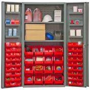 Durham Storage Bin Cabinet DC36-642S6DS-1795 - 64 Red Hook-On Bins 2 Adj. Shelves 36"W x 24"D x 72"H