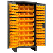 Durham Storage Bin Cabinet 3702-132-95 - 132 Yellow Hook-On Bins 36"W x 24"D x 78"H