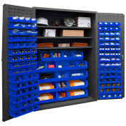 Durham Storage Bin Cabinet 3502-138-3S-5295 - 138 Blue Hook-On Bins 3 Adj. Shelves 48"Wx24"Dx72"H