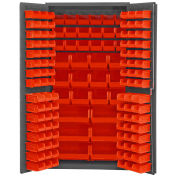 Durham Storage Bin Cabinet 3501-BDLP-132-1795 - 132 Red Hook-On Bins 36"W x 24"D x 72"H