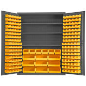 Durham Storage Bin Cabinet SSC-185-3S-NL-95 - 185 Yellow Hook-On Bins 3 Adj. Shelves 60"Wx24"Dx78"H