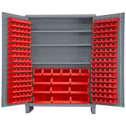 Durham Storage Bin Cabinet SSC-185-3S-1795 - 185 Red Hook-On Bins 3 Adj. Shelves 60"W x 24"D x 84"H