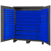 Durham Storage Bin Cabinet SSC-722484-BDLP-264-5295 - 264 Blue Hook-On Bins 72"W x 24"D x 84"H