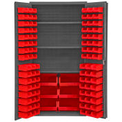 Durham Storage Bin Cabinet 3501-BDLP-102-3S-1795 - 102 Red Hook-On Bins 3 Adj. Shelf 36"Wx24"Dx72"H