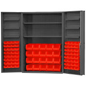 Durham Storage Bin Cabinet DC48-842S6DS-1795 - 84 Red Hook-On Bins 2 Adj. Shelves 48"W x 24"D x 72"H