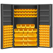 Durham Storage Bin Cabinet DC48-114-6DS-95 - 114 Yellow Hook-On Bins 48"W x 24"D x 72"H