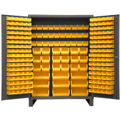 Durham 14 Gauge Storage Bin Cabinet SSC-227-95 - 227 Yellow Hook-On Bins 60"W x 24"D x 84"H