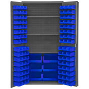 Durham Storage Bin Cabinet 3501-BDLP-102-3S-5295 - 102 Blue Hook-on Bin 3 Adj. Shelf 36"Wx24"Dx72"H