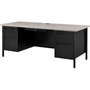 72"W x 30"D Steel Teachers Desk, Gray Top with Black Frame