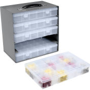 Durham Steel Compartment Box Rack with 5 of Adjustable Divider Plastic Boxes, 13-1/2 x 9-1/8 x 13-1/