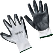 Flat Nitrile Coated Gloves, White/Gray, Medium - Pkg Qty 12