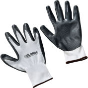Flat Nitrile Coated Gloves, White/Gray, Large - Pkg Qty 12