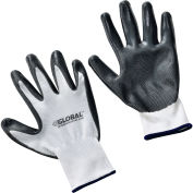 Flat Nitrile Coated Gloves, White/Gray, X-Large - Pkg Qty 12