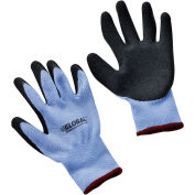 Crinkle Latex Coated Gloves, Polyester Knit, Black/Blue, Small - Pkg Qty 12