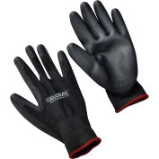 Flat Polyurethane Coated Gloves, Black/Black, Small - Pkg Qty 12