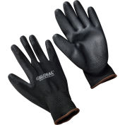 Flat Polyurethane Coated Gloves, Black/Black, Large - Pkg Qty 12