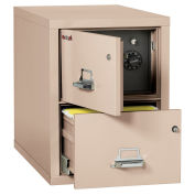 Fireking Fireproof 2 Drawer Vertical Safe-In-File, Legal, Champagne, 20-13/16"Wx31-9/16"Dx27-3/4"H