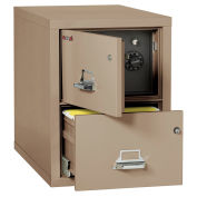 Fireking Fireproof 2 Drawer Vertical Safe-In-File, Legal, Taupe, 20-13/16"Wx31-9/16"Dx27-3/4"H