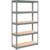 Global Industrial Extra Heavy Duty Shelving 48"W x 18"D x 60"H With 5 Shelves, Wood Deck, Gry