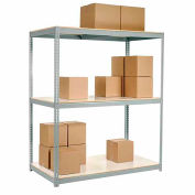 Global Industrial Wide Span Rack 60Wx24Dx96H, 3 Shelves Laminated Deck 1200 Lb Per Level, Gray