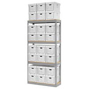 Global Industrial Record Storage Open With Boxes 42"W x 15"D x 84"H, Gray