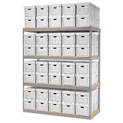 Global Industrial Record Storage Open With Boxes 72"W x 30"D x 84"H, Gray