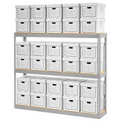 Global Industrial Record Storage Open With Boxes 72"W x 15"D x 60"H, Gray