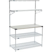 Industrial Microwave Food Prep Station, 48"W x 24"D x 74"H, Chrome