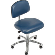 Clean Room Chair, Vinyl, Imperial Blue, Armless, Mid Back