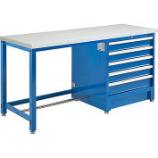 Global Industrial 72"W x 30"D Modular Workbench with 5 Drawers, ESD Laminate Square Edge, Blue
