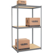 Global Industrial High Cap. Starter Rack 48Wx24Dx84H 3 Levels Wood Deck 1500lb Per Shelf GRY