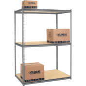 Global Industrial High Cap. Starter Rack 60Wx36Dx84H 3 Levels Wood Deck 1500lb Per Shelf GRY